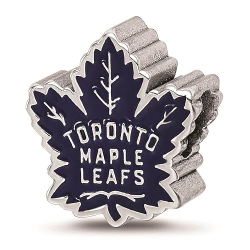 Logoart Sterling Silver Toronto Maple Leafs toronto Maple Leafs On Maple Leaf Enameled Extruded Bead