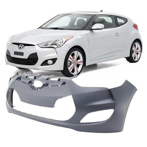 Image of FitParts Compatible with Hyundai Veloster 2012-2016 Front Bumper Cover | Primed, With Fog Light Holes, Without Parking Sensor Holes, Ready to Paint, OEM 865112V000, HY1000189