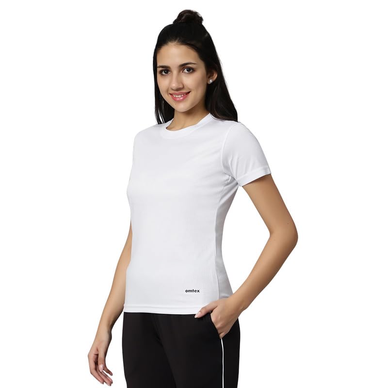 Image of omtex Dotty Athletics Tee for Women's | Short Sleeve Tees | Quick Dry Outdoor Running Gym Workout,Sports T-Shirt with Multipack Tee