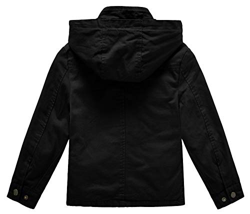WenVen Boy's Lightweight Casual Cotton Military Jacket Outerwear with Hood2