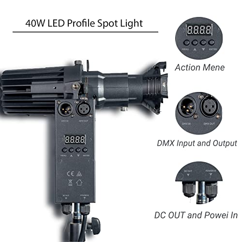 Zvh X40 Ellipsoidal Spotlight, 40W Cob Led Stage Lights, 19°, 26°,36°,50°-Degree Beam Angle, Profile Spot Light, Dmx, Ellipsoidal/Profile Spot Light For Church, Exhibition, Art Gallery(36° And 3200K) #TOP5