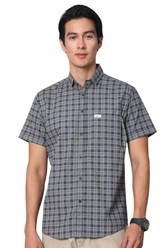 Image of Majestic Man Men Comfort Slim Fit Checked Pure Cotton Half Sleeve Casual Shirt