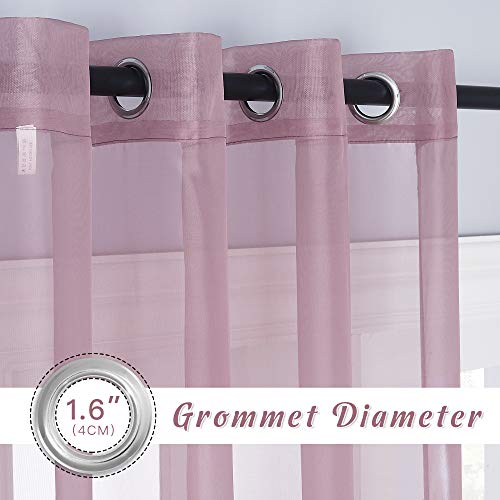 Image of NICETOWN Bedroom Sheer Curtains 63 inch Length for Princess Bedroom, Grommet Top Voile Textured Window Curtains Light and Airy Drapes for Children Room, 54'' W, 1 Pair, Purple,Adult
