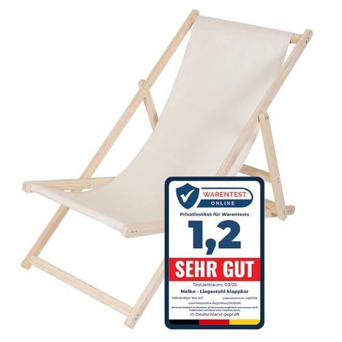 Melko Liegestuhl klappbar Strandstuhl aus Holz Gartenliege Relaxliege...