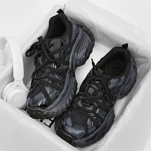 Women's Fashion Leather Mid Top Lace Up Chunky Platform Sneakers Casual Retro Non Slip Round Toe Driving Walking Jogging Tennis Driving Daily Shoes4