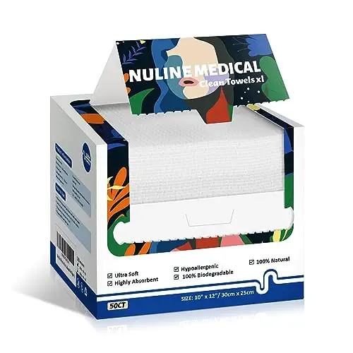 Nuline Medical Ultra-Soft Disposable Face Clean Towel - 50 Count/Box, 10&#34; x 12&#34;, Biodegradable Face Towel, Superior for Sensitive Skin Face Towelette, Personal Hygiene - Superior Size &amp; Value