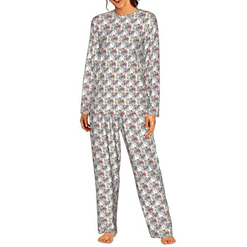 Pyjama femme motif oiseaux et branches résistant pour un sommeil serein