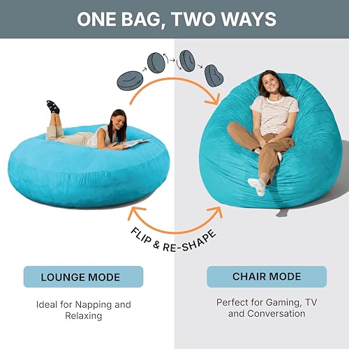 Image of Jaxx 6 Foot Cocoon - 2-in-1 Convertible Bean Bag Bed & Large Bean Bag Chair for Adults, Microsuede Teal