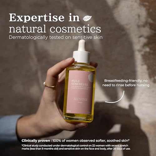 Image of MINOIS PARIS Pregnancy Body Oil - Organic Belly Oil for Stretch Marks Prevention & Removal - Firming Skin Therapy Oil for Pregnant Women - Made in France 3.38 fl oz