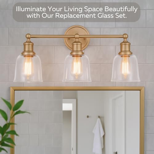 Image of LIGHTACCENTS Clear Glass Ceiling Fan Light Covers - Replacement Lamp Shades for Ceiling Fixtures - Fan Light Globes for LED or Incandescent Bulbs - 4-Pack Clear Dome Set