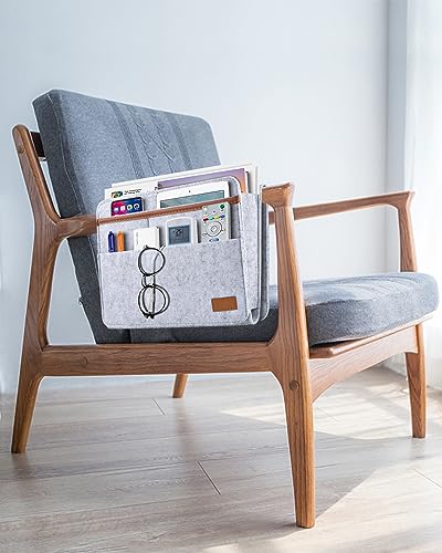 ERKOON Betttasche, Bett Organizer EinhäNgen, Betttasche Zum EinhäNgen Dickerem Filz Rutschfeste Mit Schnalle Baby Kinder Fernbedienungshalter Sofa Bedside Hanging Storage Organizer (Grau)