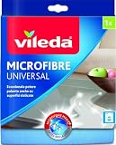 Vileda 139197 Panno Microfibre Plus, 100% Microfibra Ideale per Rimuovere Efficacemente Anche Lo Sporco più Ostinato Solo con Acqua, con Odor Stop