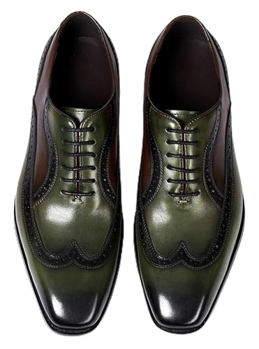 Santimon Mens Oxfords Formal Dress Suit Shoes Genunie Leather Wingtip Brogues Modern Derby Fashion Prom Wedding Business Casual Comfortable Tuxedo Shoes for Men