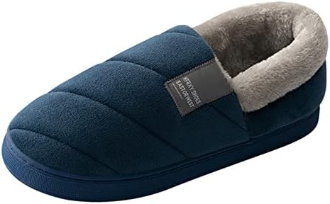 YUHAOTIN Warm Bedroom Slippers Men Couples Men Slip On Furry Plush Flat Home Winter Round Toe Keep Warm Solid Color Slippers Shoes Mens Non Slip Slippers Size 12 Navy