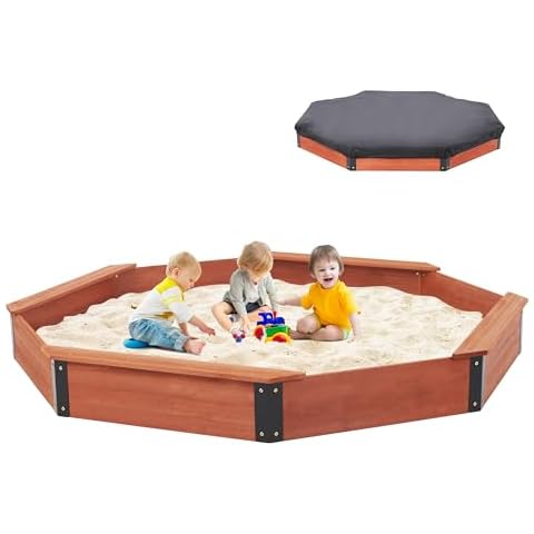 Mederra 85''x78''x9'' Wooden Octagon Sandbox with Cover Cover