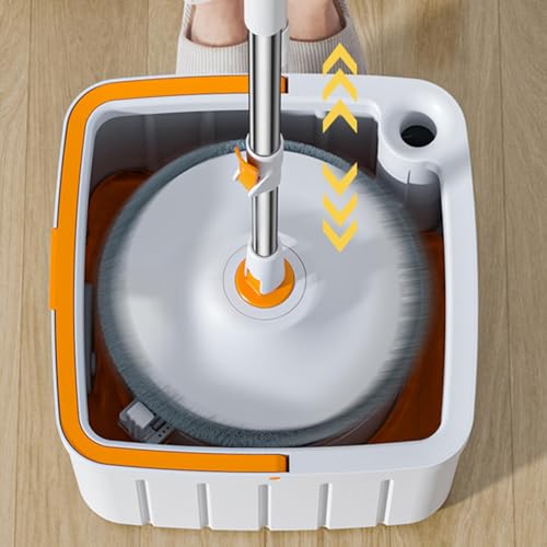 Mops für Bodenreinigung | Flacher Wischmopp & Reinigungseimer Set - Kompakter Reinigungsmopp mit 360 Grad drehbarem Kopf, Wassersparender Wischeimer Set für rotierenden sauberen Boden – Bild 7