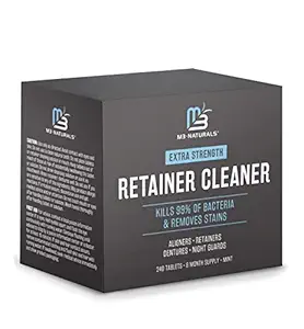 Retainer and Denture Cleansers 240 Tablets Removes Bad Odors Discoloration Stains Plaque for Cleaning Invisalign Mouth Guard Night Guard and Removable Dental Appliances by M3 Naturals