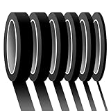 PETDCHEB 6 Rolls Fine Line Tape 1/16, 1/8, 1/5, 2/5, 1/2, 3/4 Inch x 55 Yard Fineline Masking Tape Painter Adhesive Automotive for DIY Car Auto Paint (Black, Mixed Sizes)