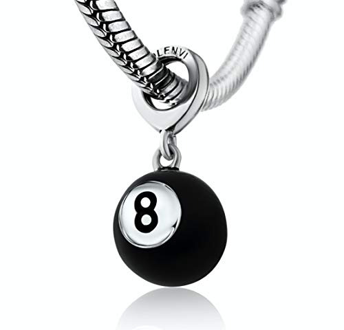 Bolenvi Billiard Pool Tables Magic 8 Ball Fortune Teller 925 erling Silver Pendant Charm Bead For Pandora & Similar Charm Bracelets or Necklaces