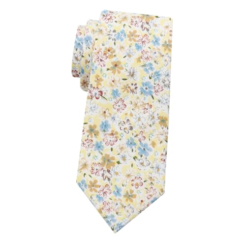 Image of Mantieqingway Men's Skinny Tie, Cotton Floral Ties for Men Wedding Necktie for Groom, Groomsmen, Missions, Dances