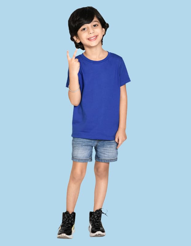 Image of Nusyl Boys Half Sleeves Solid T-Shirt for Kids | Soft Cotton Blend | Comfortable Regular Fit | Casual 2-16 Years | Multiple Colors & Pack Options