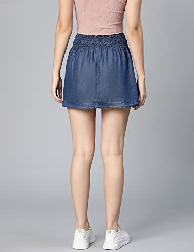 Image of oxolloxo Women Regular Fit Cotton Solid Casual Skirt