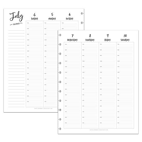 BetterNote July 2025 - June 2026 Academic HOURLY Calendar for Disc Notebook, Fits Levenger Circa, Big Happy Planner, Staples Arc, TUL (Whimsy, 11-Disc, 8.5'x11')