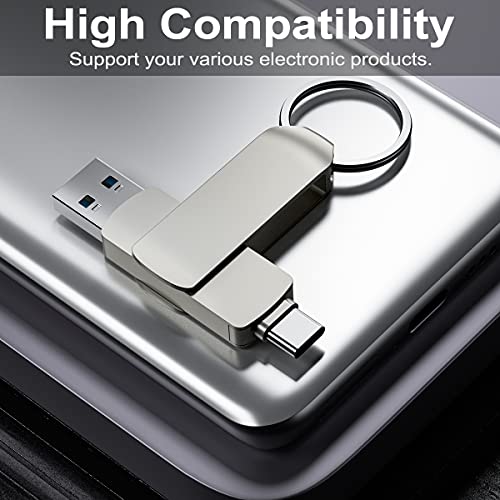 USB C Stick 64GB USB-C Flash-Laufwerk 2-in-1 USB3.0 Memory Stick Richwell High Speed Metal für USB-C Smartphone Musik/TV… – Bild 3