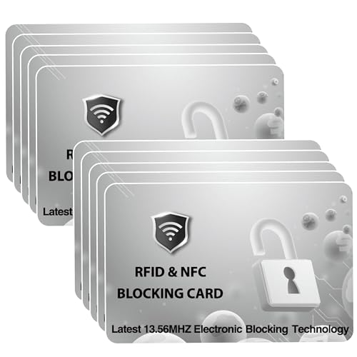 Jet International RFID Protected Cards, Grey 10 Pack: Entire Wallet Purse Shield For Men & Women, NFC Contactless Bank Debit Credit Card Protector ID ATM Guard (10)