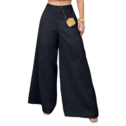 Calça Pantalona de Linho: Detalhe Moderno com Zíper Lateral Calça Pantalona de Linho: Detalhe Moderno com Zíper Lateral