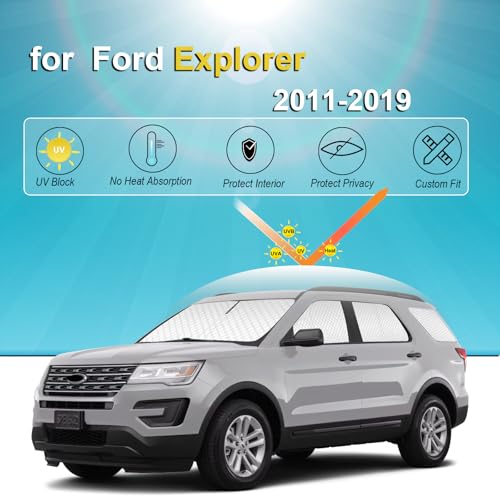 Image of KMF 7 Pack Car Window Sun Shade for Ford Explorer 2011-2018 2019, Upgrade Thicken Full Side /Rear Windshield Foldable Sun Visor for Camping /Baby UV Block and Privacy Protect