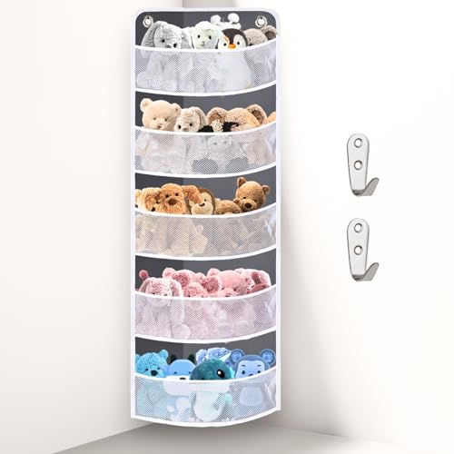 Ofiray-home Soft Corner Shelf 5 Tiers | Safe Hanging Organizer | Child-Friendly Wall Mount Storage | for Sundries, Toys, Stuffed Animals, Diapers | for Pantry Closet Bedroom Nursery Organization