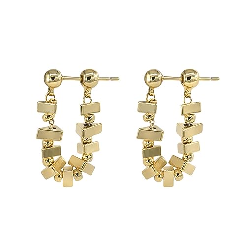 Boucles d'oreilles carrées géométriques et chaîne tendance pour femme