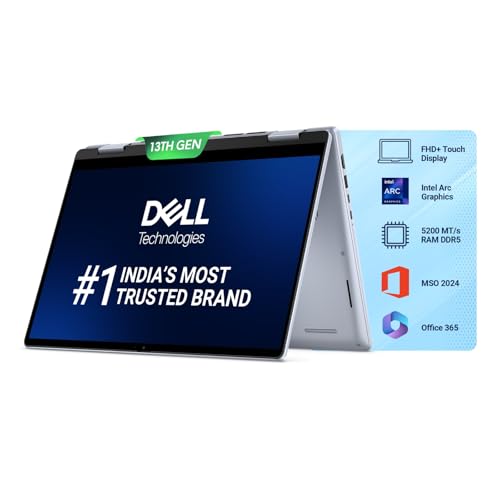 Dell Inspiron 7440 2in1 Laptop,14 inch Touch FHD+ 250nits(35.56cm)Display, Intel Core i5-1334U Windows 11 Home, 16 GB DDR5 RAM, 512 GB SSD, Active Pen, Intel Graphics, Ice Blue, Backlit KB+FPR, 1.71Kg