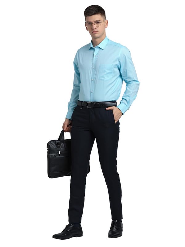 Image of Turtle Men 100% Cotton Slim Fit Lemon Solid Formal Shirt