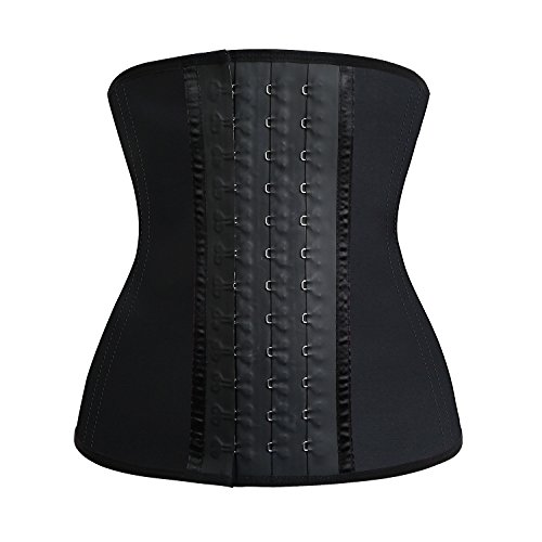 Uhnice Womens Camouflage Print Workout Waist Corset 3 Hook Latex Trainer Corset (Small, Black)
