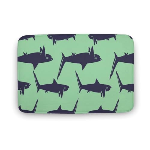 玄関マット室内 かわいい サメ 魚柄 泥落としマット 滑り止め 50x80cm 大判 カーペット 耐摩耗性 吸水 ドアマット バスマット ふわふわ 柔らか 洗える 抗菌防臭 足拭きマット 廊下 洗面所 掃除 ラグマット オールシーズン適用 水洗い お手入れ