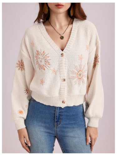 Image of BEAUDRM Women's Cropped Cardigan Sweater Cottagecore Whimsic Gothic Clothes