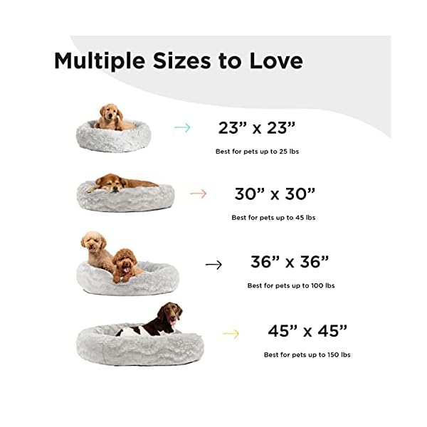 Best-Friends-by-Sheri-The-Original-Calming-Donut-Cat-and-Dog-Bed-in-Lux-Fur-Gray-Medium-30x30 Donut Dog Beds - Orthopedic, Calming, and Elevated