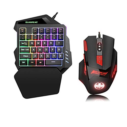 CMM Einhändig Gaming Tastatur Maus, 3-Color Backlit Mechanische, Ergonomische Multifunktionstasten, USB-Kabel, für Computer, Desktops, Laptops Cover