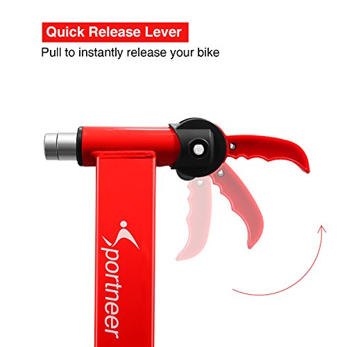Sportneer Bike Trainer Stand Steel Bicycle Exercise Magnetic Stand With Noise Reduction Wheel, Red #TOP3
