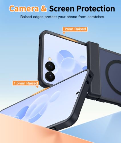 Image of FNTCASE for Samsung Galaxy Z Flip 8 Case: [Hinge Protection + Screen Protector] [Fit for Magsafe] Military Grade Drop Proof, Translucent Matte Protective Phone Cover - Black