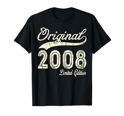 17th Birthday Gifts Men Boy Girl Vintage 2008 Original Parts Camiseta