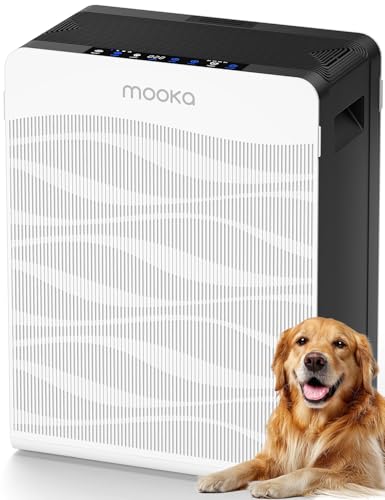 Air Purifier for Home Large Room 2800 Ft², MOOKA Double-Sided Air Purifiers for Home Pets with Washable Filters, PM 2.5 Air Quality Monitor, Air Filter Cleaner for Bedroom, Dorm Room, Office, C300