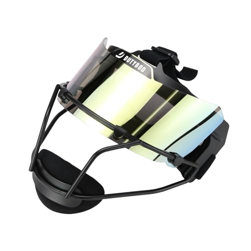 DUTYBOD Softball Face Mask Softball mask Visor Lightweight and Comfortable with Wide Field Vision fit All Ages - Durable and Safety Softball Face Mask Sets (Black-Gold)