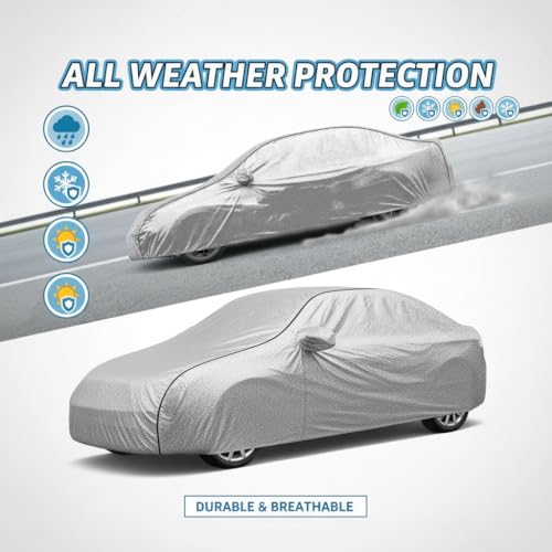 Image of Kayme Compatible with Silver Celerio Car Cover Waterproof Car Body Cover for All Weather Proof & Full Bottom Elastic, Triple Stitching with 100% Nail Proof Cover