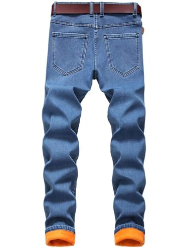 Ylingjun Mens Warm Sherpa Lined Biker Jeans Stretch Slim Fit Fleece Denim Pants2