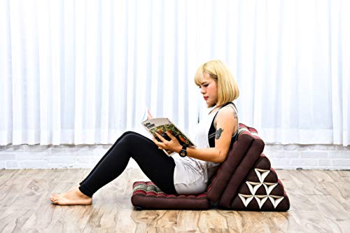 Image of Leewadee - Comfortable Japanese Floor Mattress Used As Thai Floor Bed with Triangle Cushion, Futon Mattress Or Thai Massage Mat, 67 x 21 inches, Brown Red