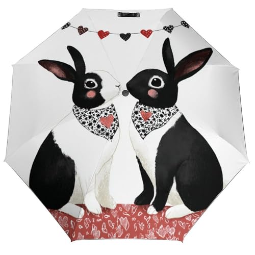 Parapluie pliant ACEPrints noir et blanc : fini d'être surpris par la pluie avec vos lapins mignons