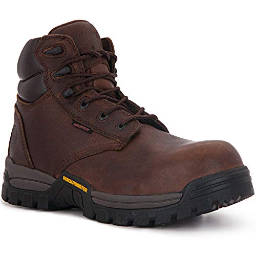 ROCKROOSTER Mens Work Boots, 6'' Waterproof Wide Safety Shoes, Composite Toe, Non-Slip, Oil